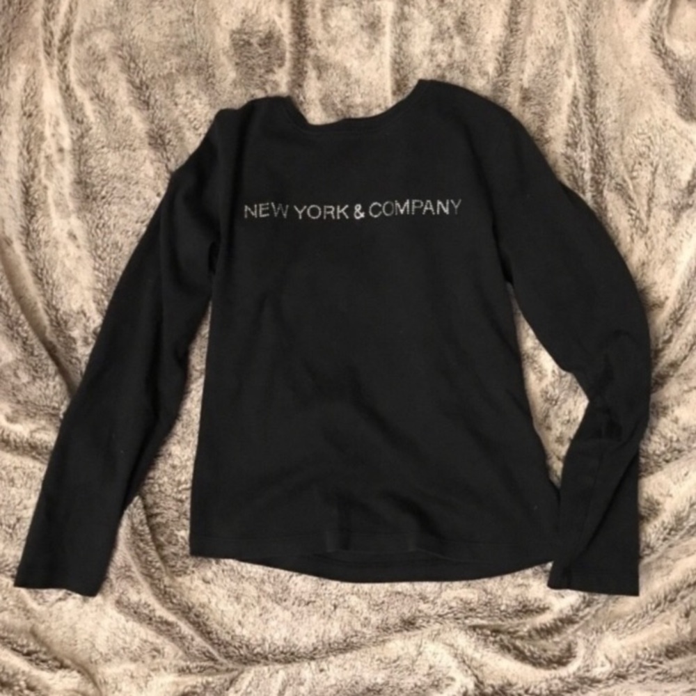 New York and Company Black Rhinestone Long Sleeve | Size Small